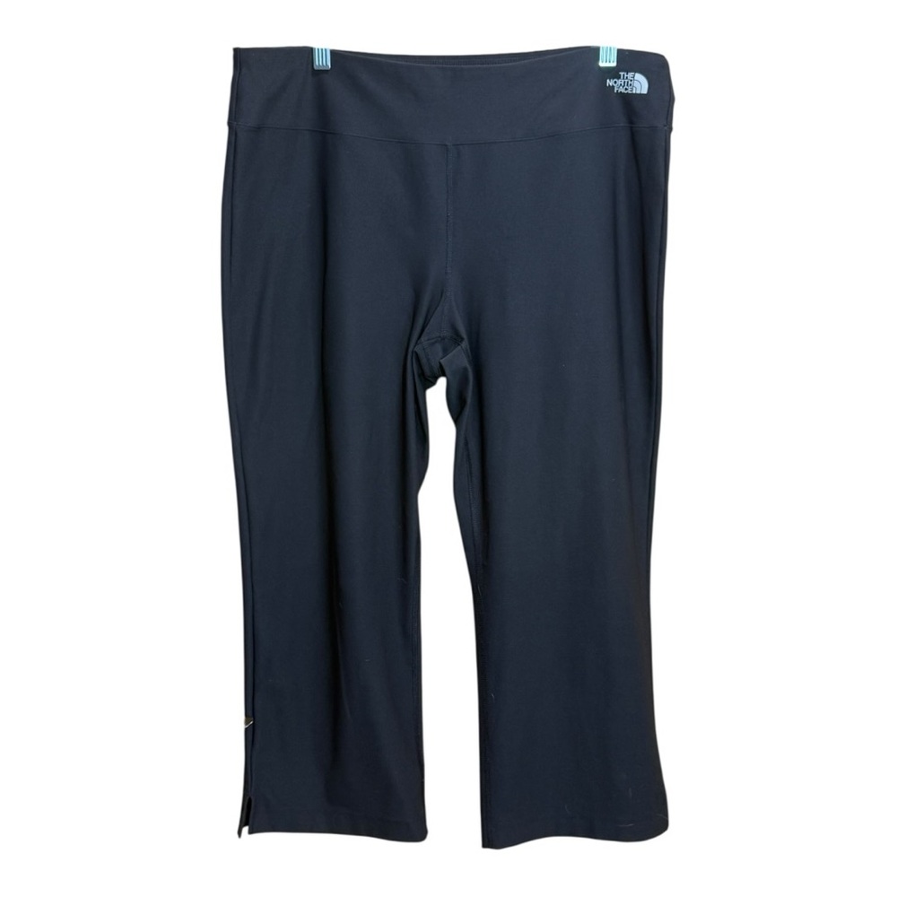The North Face Womens Black Cropped Performance Capri Pants Size L Side Slit Hem